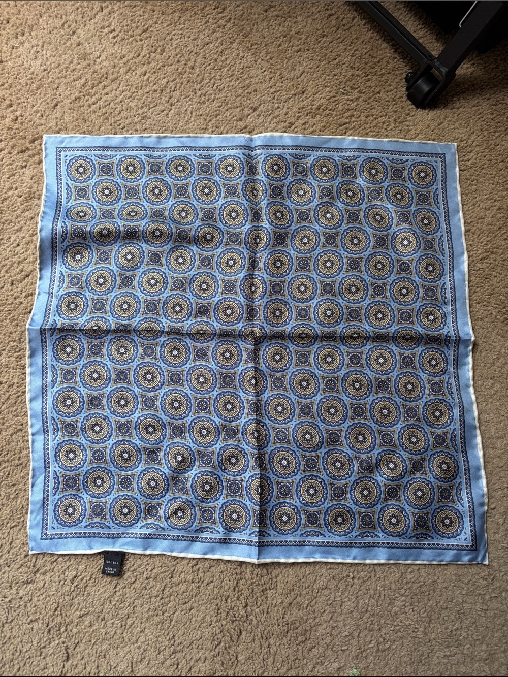 Light Blue Geometric Medallion Decorative Scarf by